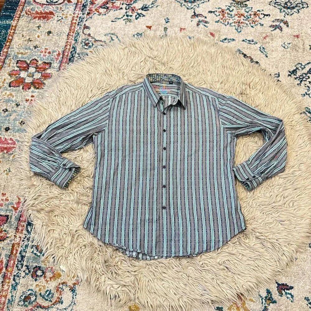 Robert Graham Button Down flip cuff Shirt  XL